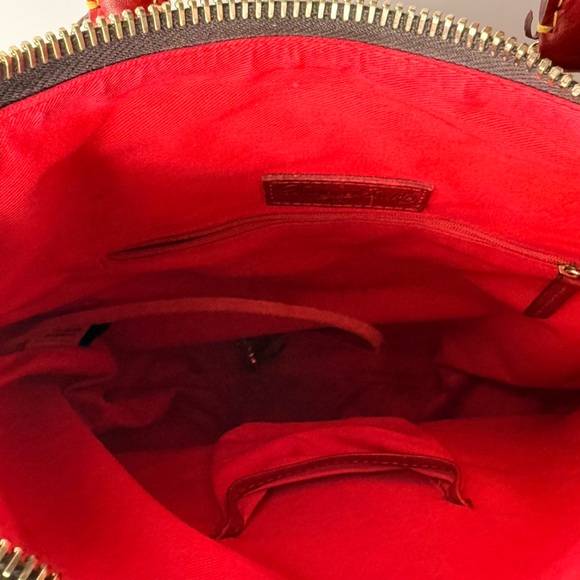 Rare Vintage Dooney & Bourke Zebra Red Trim Distressed Leather Safari Satchel - Picture 9 of 13